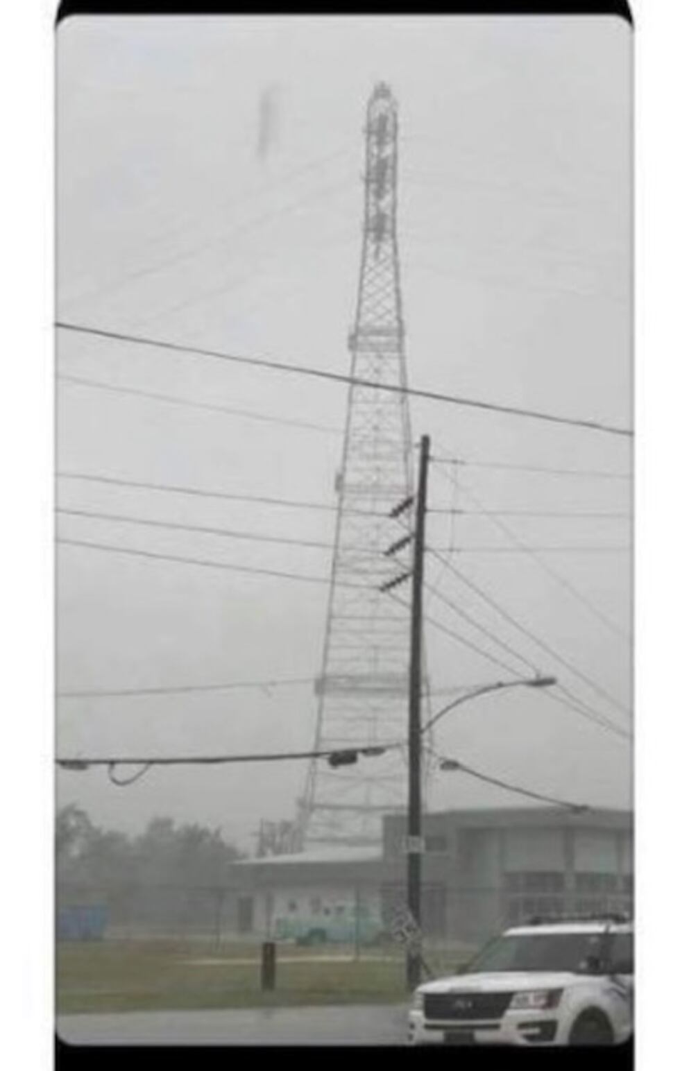 Major transmission tower collapses in Jefferson Parish; before and after.