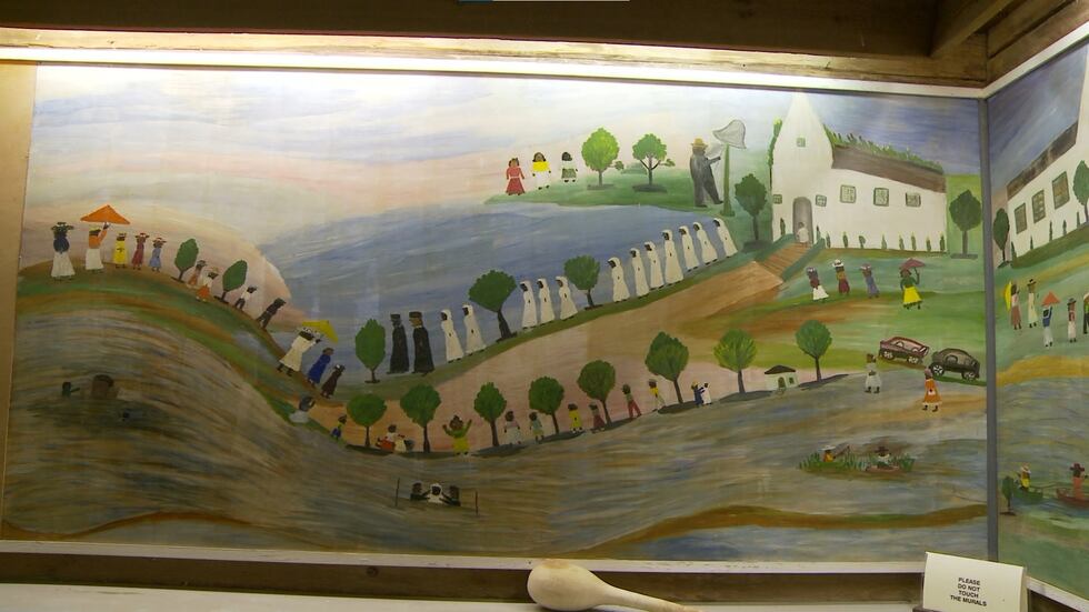 Clementine Hunter's artwork displayed at Melrose Plantation