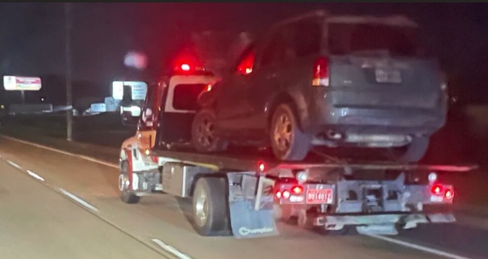 KSLA News 12's Doug Warner caught this image of a vehicle being hauled toward downtown...