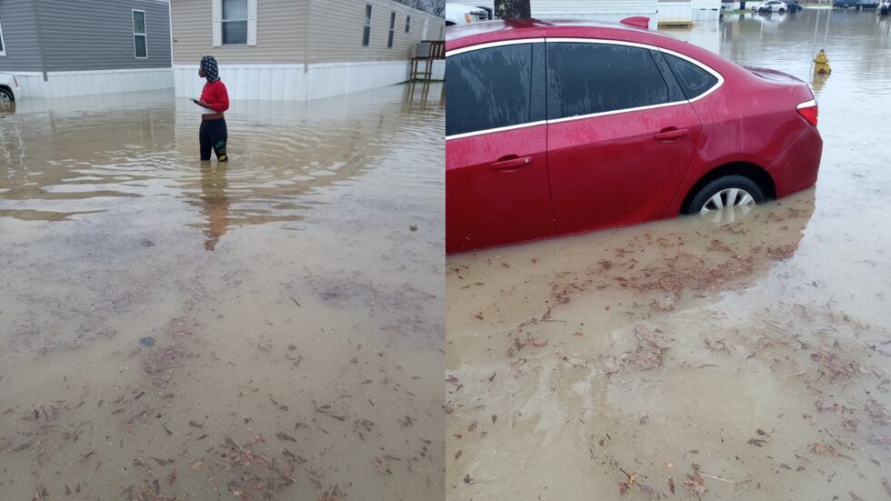 Weather on Thursday, Feb. 16, leaves high water in Sweetbriar trailer park on Samuels Road in...