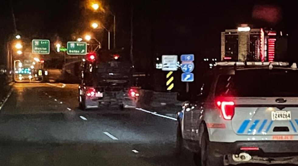 KSLA News 12's Doug Warner caught this image of a vehicle being hauled toward downtown...