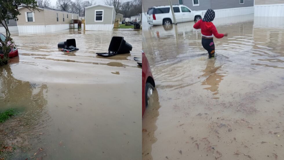 Weather on Thursday, Feb. 16, leaves high water in Sweetbriar trailer park on Samuels Road in...