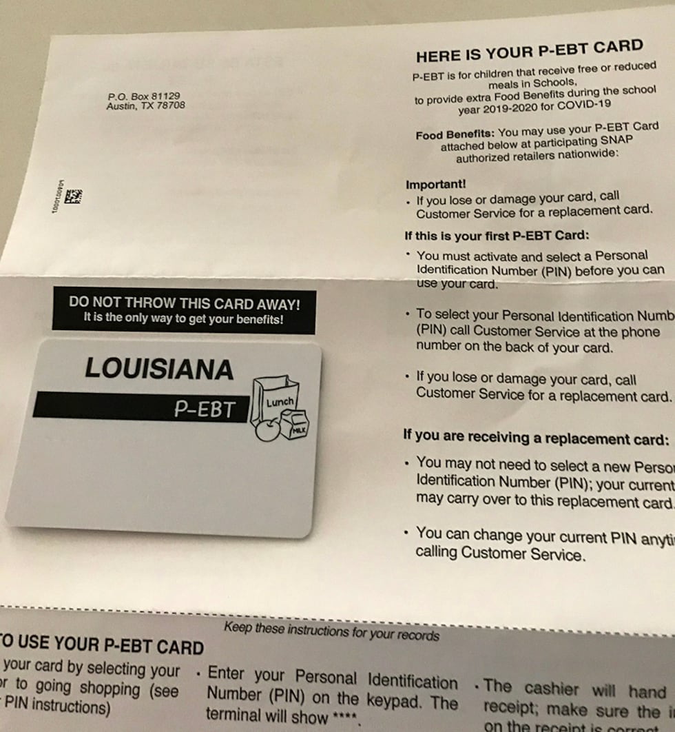 DON'T TOSS THEM OUT: P-EBT cards will arrive in plain white envelopes