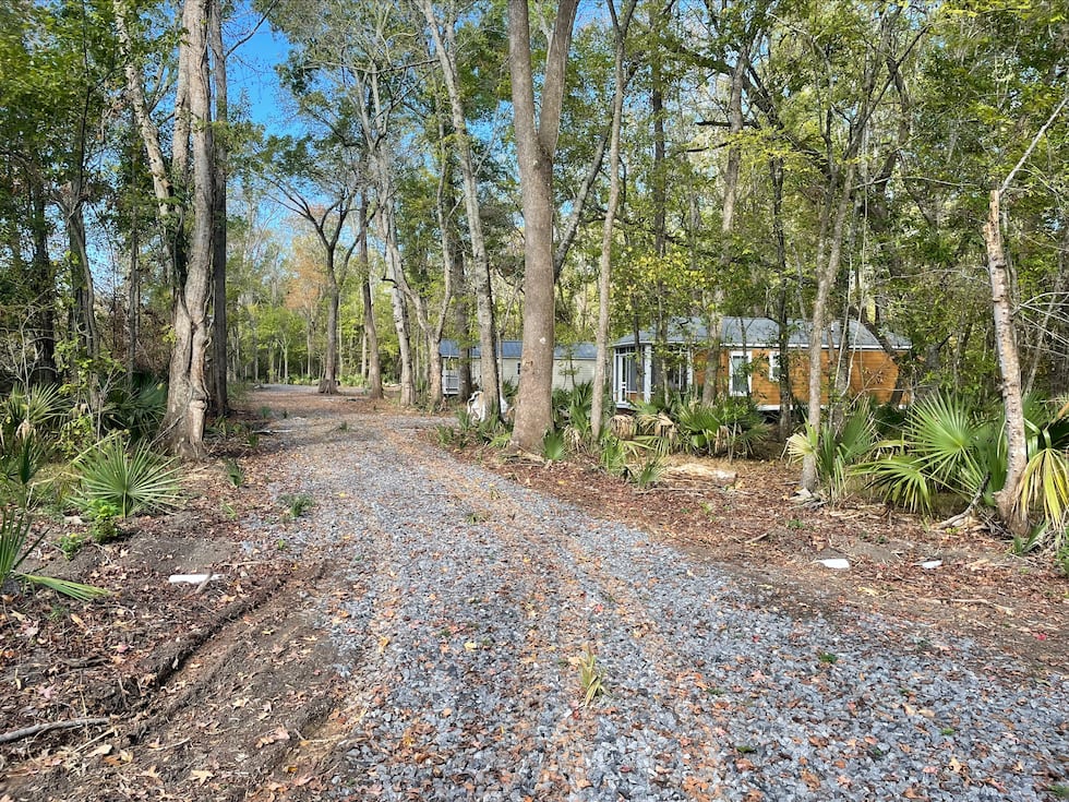 "Tiny Homes" located on land along the east side of Burbank Drive.