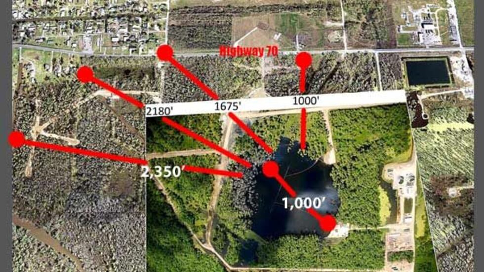 Distance map of sinkhole to nearby communities (Source: Assumption Parish Office of Homeland...