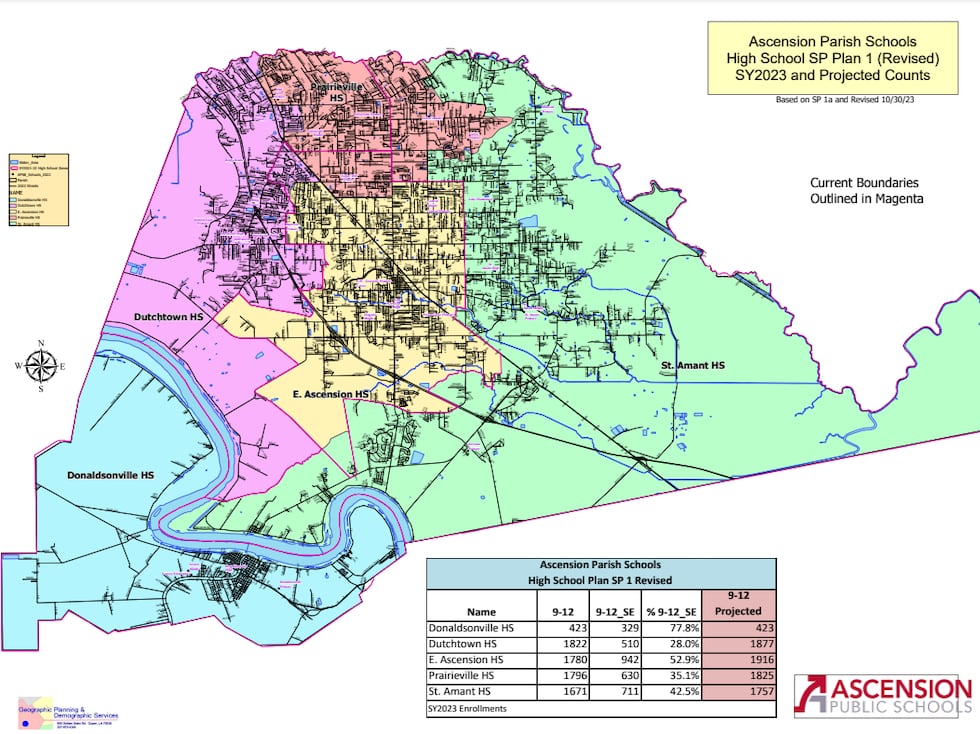 Ascension Parish Attendance Zone for Prairieville High School.