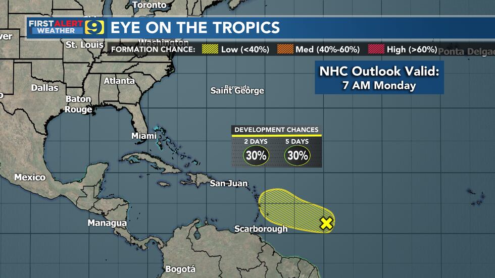 Tropical weather outlook from the National Hurricane Center as of 7 a.m. Monday, Oct. 12. NHC...