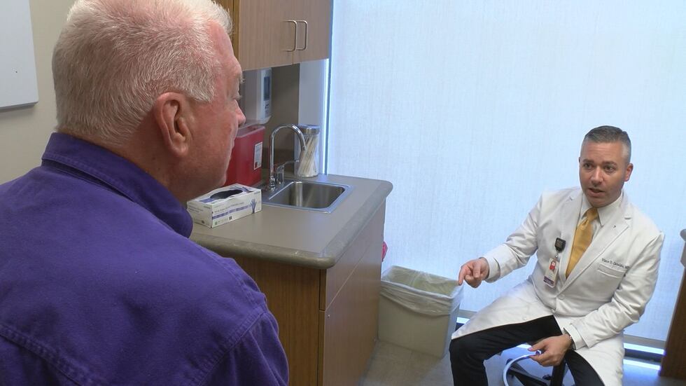 Bill Tripoli (left) is one of four patients treated by Dr. Vince Cataldo (right) with T-VEC.