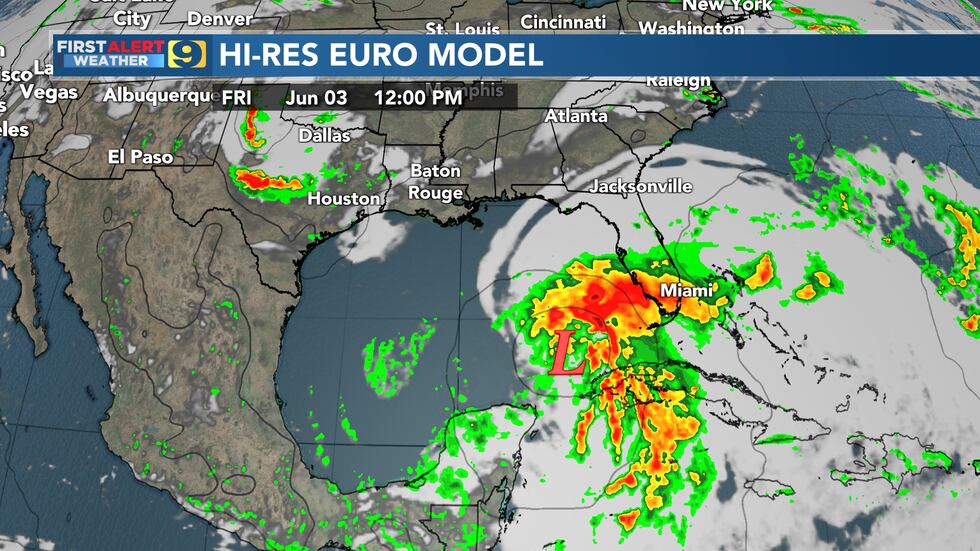 Hi-res euro model for Friday, June 3.