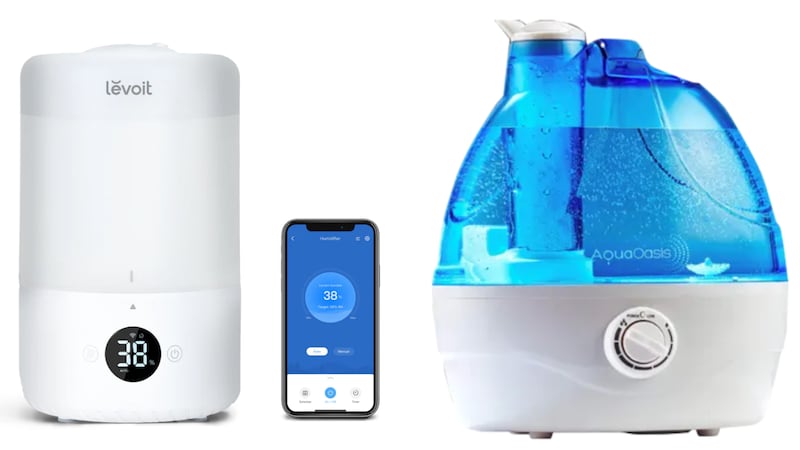 Levoit Dual 200S Smart Humidifier (Left); Aqua Oasis AO-101 Humidifier (Right)