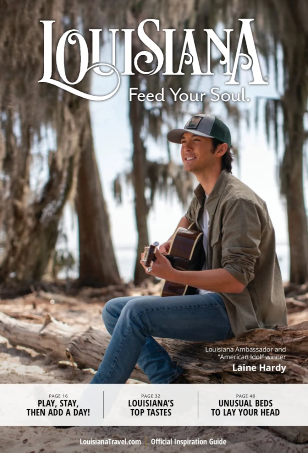 Laine Hardy is featured on the cover of the 2022 Louisiana Inspiration Guide.