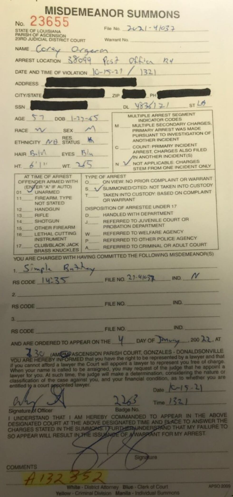Photo of Summons