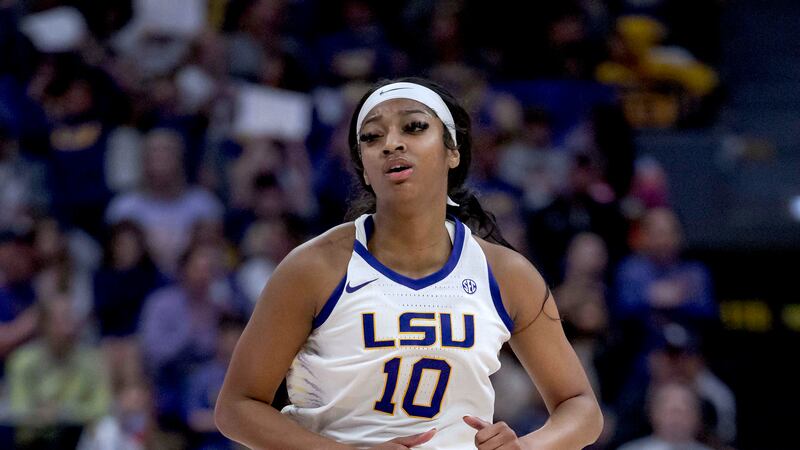 LSU forward Angel Reese (10) runs during an NCAA basketball game against Kent State on...