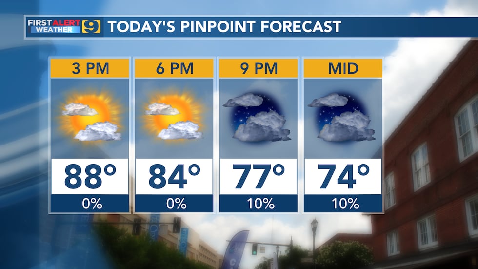 WAFB Storm Team Pinpoint Forecast for Monday, Oct. 12.