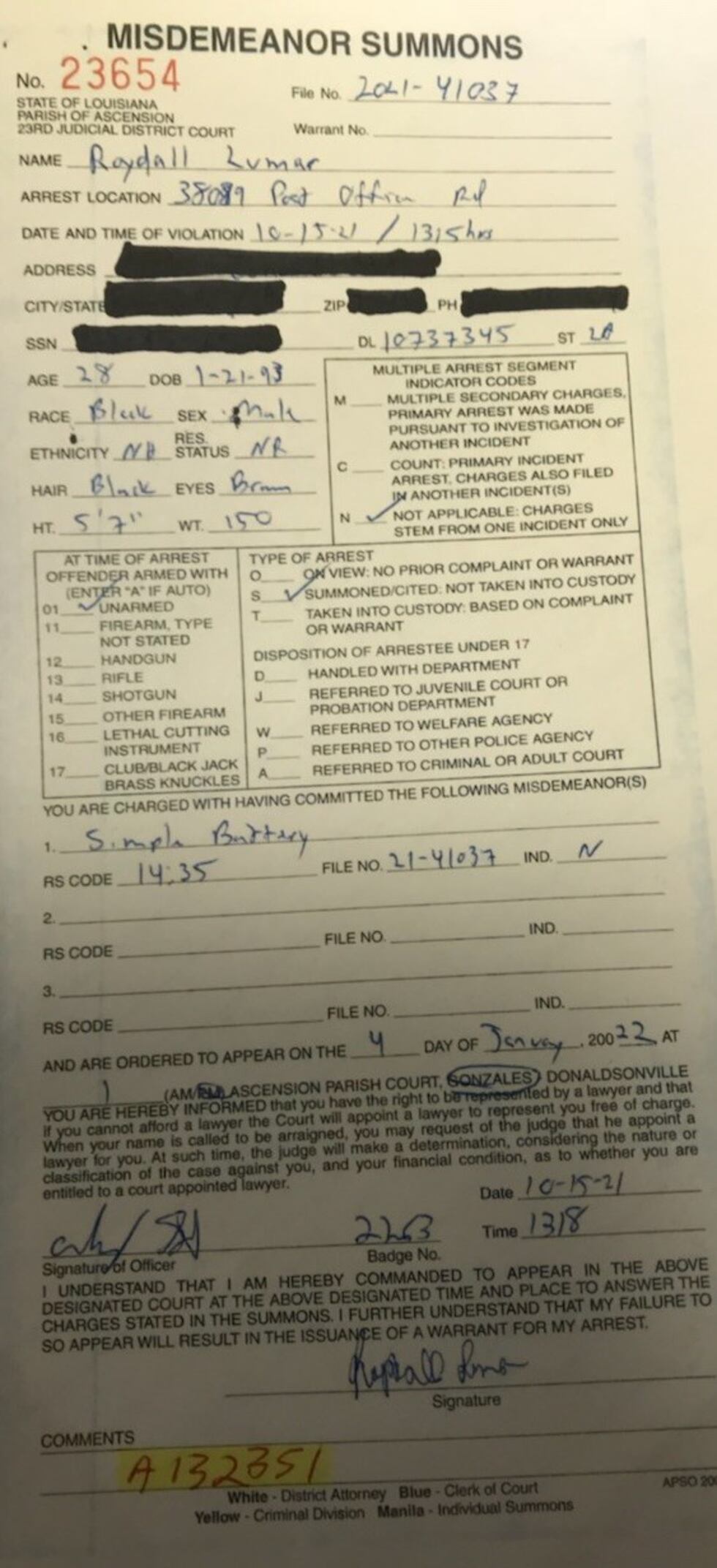 Photo of Summons