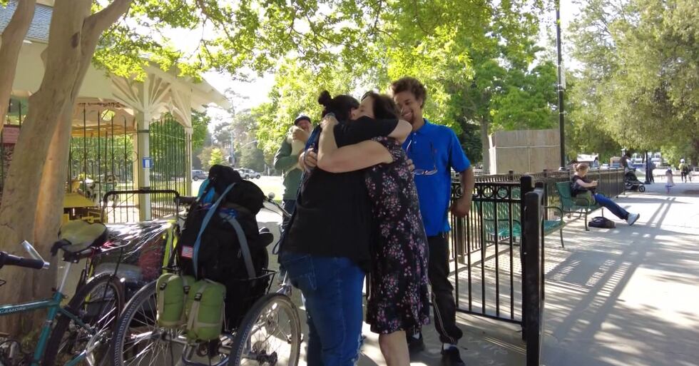 Kimberlee Guillory, second from left, greeted her friends Wednesday. She said they came to her...