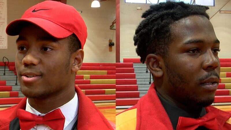 East Iberville athlete Jaden Williams and offensive lineman/defensive lineman J'Quinn Williams