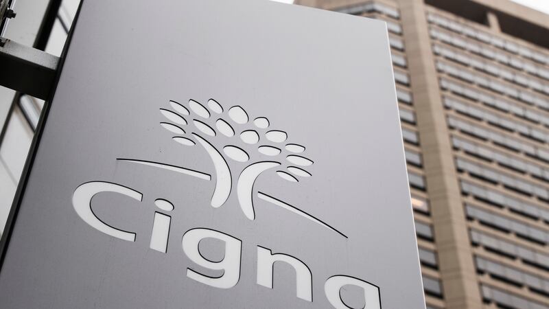 FILE - This Nov. 26, 2018 file photo shows the Cigna Corp. logo at the corporate office of the...