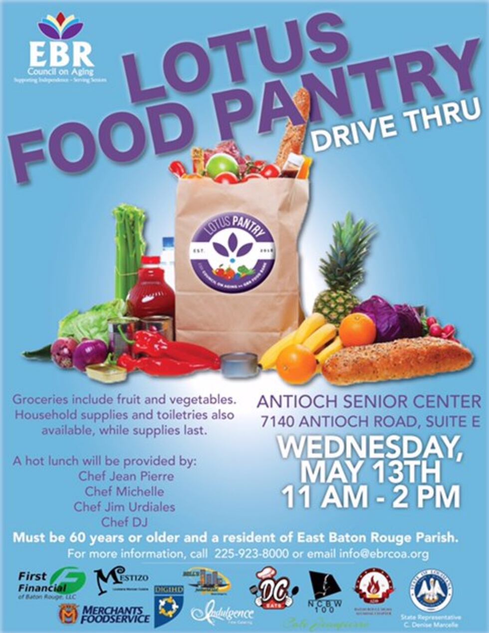 Seniors can participate in the drive-thru event Wednesday, May 13 from 11 a.m. to 2 p.m.