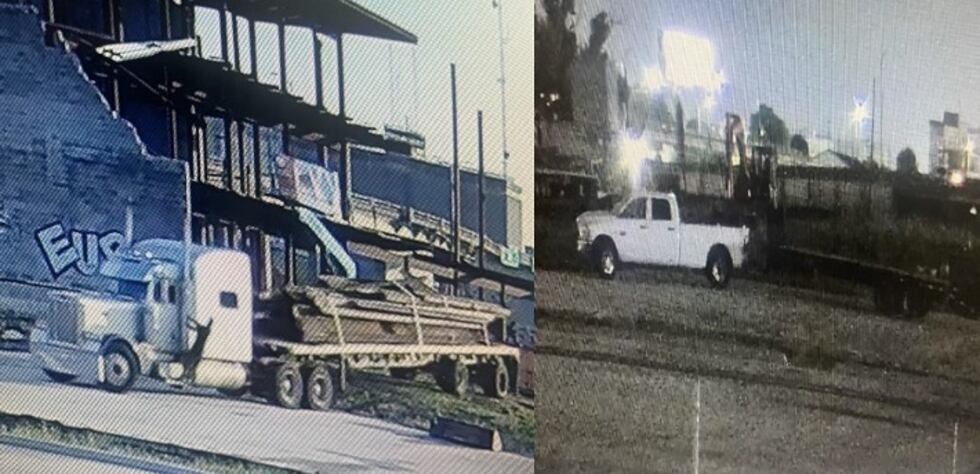 Police say thieves in an 18-wheeler with a flatbed trailer stole around $300,000 in steel...