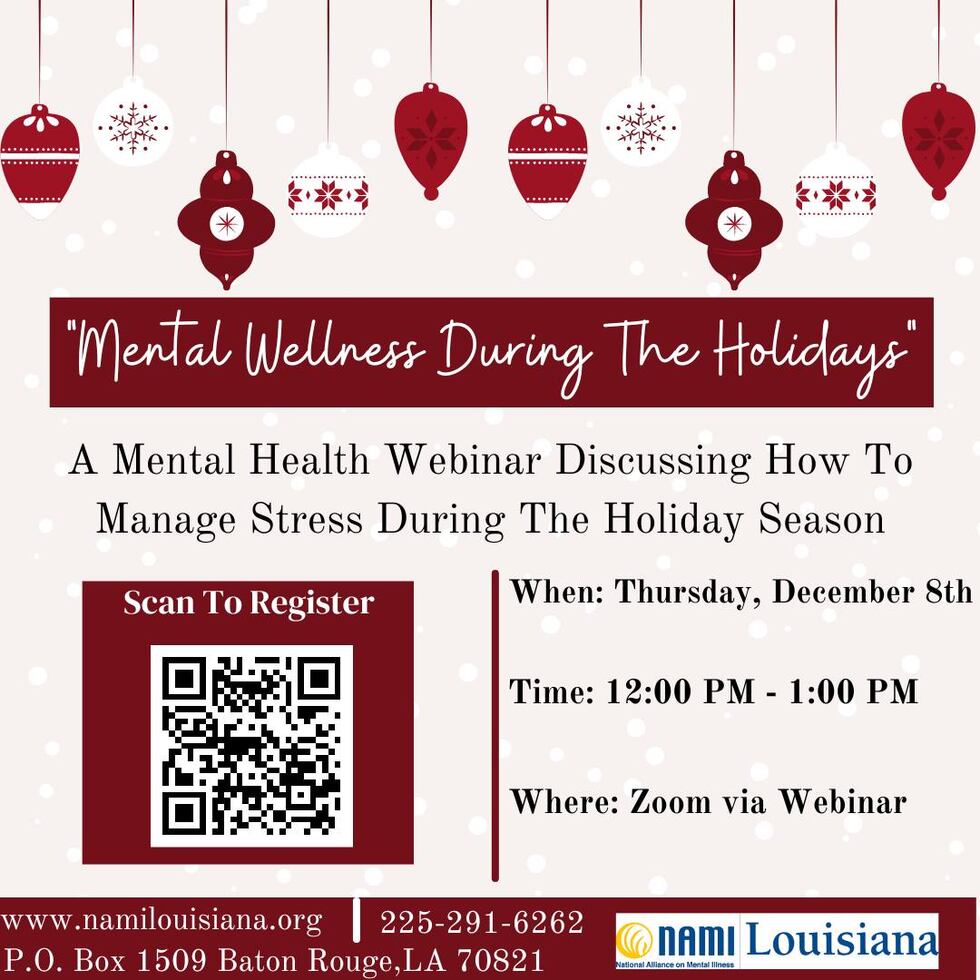 To help those who find the holiday season stressful, NAMI (National Association of Mental...