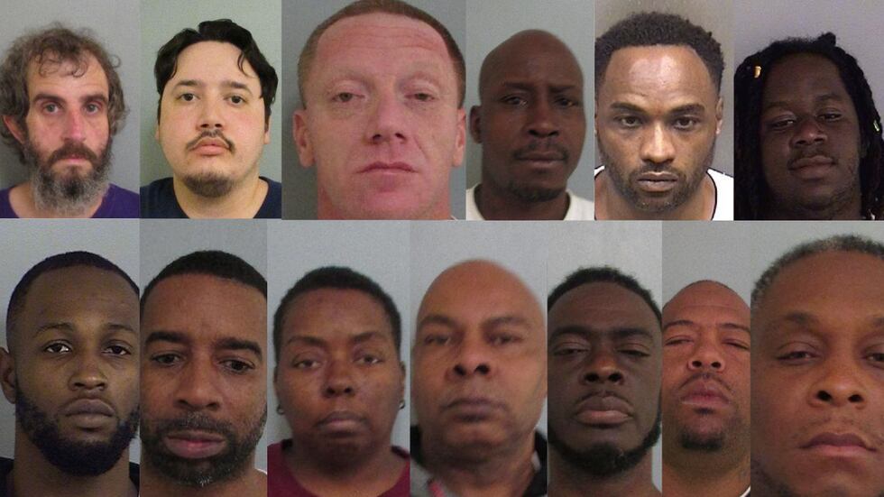 Suspects from left to right - Top Row: Michael Templet, Alfonso Rodriguez, Paul Trim,...